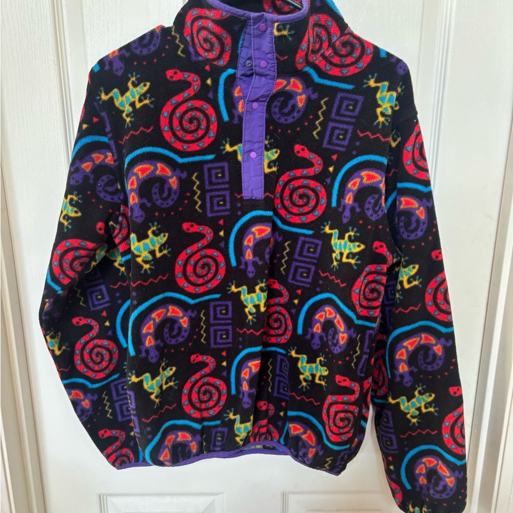 L.L Bean Snake Patterned Fleece Pullover